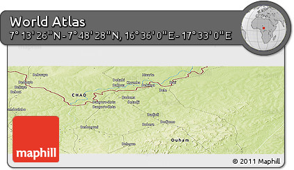 Physical Panoramic Map of the Area around 7° 30' 57" N, 17° 4' 30" E