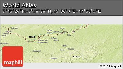 Physical Panoramic Map of the Area around 7° 30' 57" N, 17° 4' 30" E