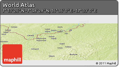 Physical Panoramic Map of the Area around 7° 30' 57" N, 17° 4' 30" E