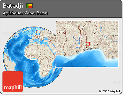 Shaded Relief Location Map of Batadji