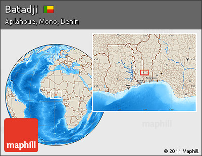 Shaded Relief Location Map of Batadji