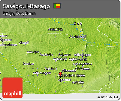 Physical Panoramic Map of Saségoui-Basago