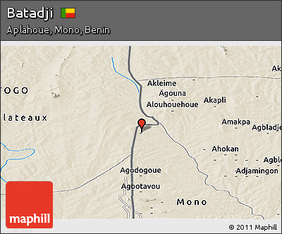 Shaded Relief Panoramic Map of Batadji