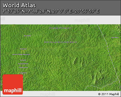 Satellite 3D Map of the Area around 7° 30' 57" N, 20° 28' 30" E