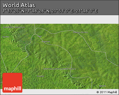 Satellite 3D Map of the Area around 7° 30' 57" N, 21° 19' 30" E