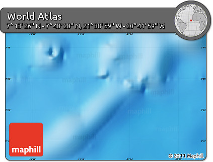 Physical Map of the Area around 7° 30' 57" N, 21° 10' 29" W