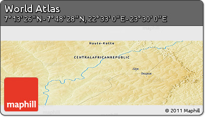Physical Panoramic Map of the Area around 7° 30' 57" N, 23° 1' 29" E