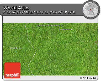 Satellite 3D Map of the Area around 7° 30' 57" N, 24° 43' 30" E