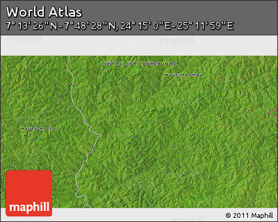 Satellite 3D Map of the Area around 7° 30' 57" N, 24° 43' 30" E