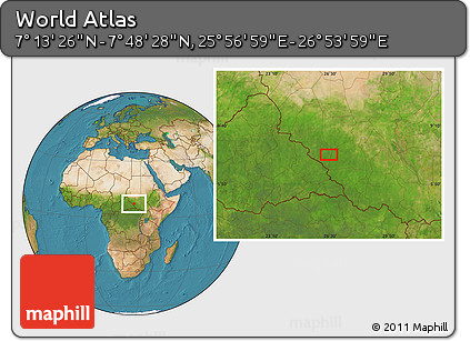 Satellite Location Map of the Area around 7° 30' 57" N, 26° 25' 29" E