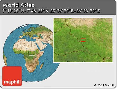 Satellite Location Map of the Area around 7° 30' 57" N, 26° 25' 29" E