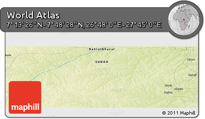 Physical Panoramic Map of the Area around 7° 30' 57" N, 27° 16' 29" E