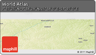 Physical Panoramic Map of the Area around 7° 30' 57" N, 27° 16' 29" E