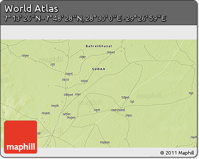 Physical 3D Map of the Area around 7° 30' 57" N, 28° 58' 30" E