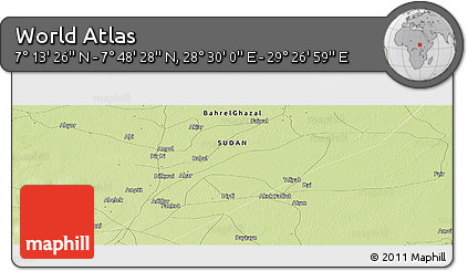 Physical Panoramic Map of the Area around 7° 30' 57" N, 28° 58' 30" E