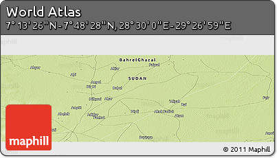 Physical Panoramic Map of the Area around 7° 30' 57" N, 28° 58' 30" E