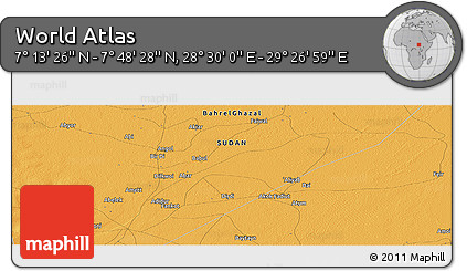 Political Panoramic Map of the Area around 7° 30' 57" N, 28° 58' 30" E