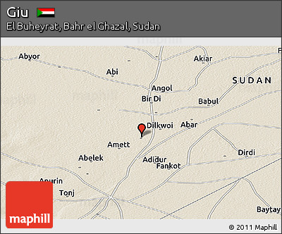 Shaded Relief Panoramic Map of Giu