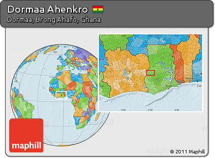 Political Location Map of Dormaa Ahenkro
