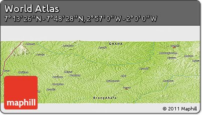 Physical Panoramic Map of the Area around 7° 30' 57" N, 2° 28' 30" W