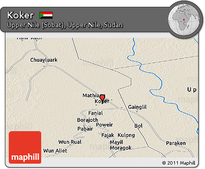 Shaded Relief Panoramic Map of Koker