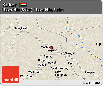 Shaded Relief Panoramic Map of Koker
