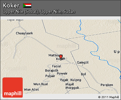 Shaded Relief Panoramic Map of Koker