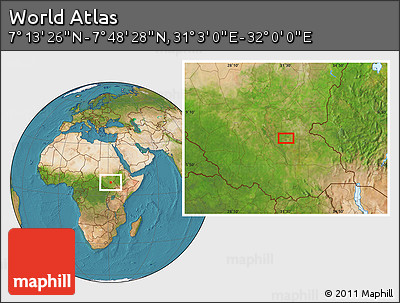 Satellite Location Map of the Area around 7° 30' 57" N, 31° 31' 29" E
