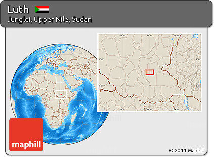 Shaded Relief Location Map of Luth