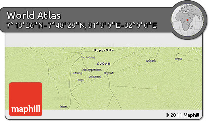 Physical Panoramic Map of the Area around 7° 30' 57" N, 31° 31' 29" E