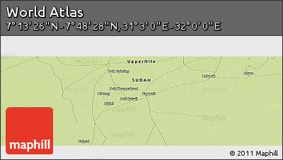Physical Panoramic Map of the Area around 7° 30' 57" N, 31° 31' 29" E