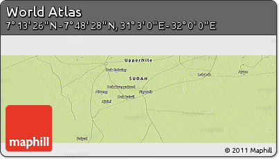 Physical Panoramic Map of the Area around 7° 30' 57" N, 31° 31' 29" E
