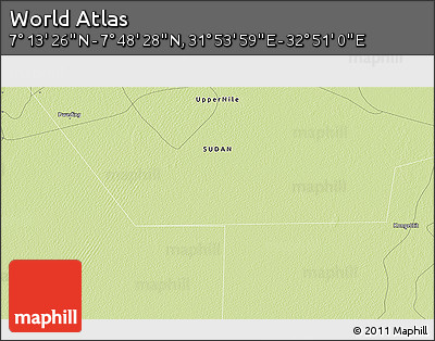 Physical 3D Map of the Area around 7° 30' 57" N, 32° 22' 30" E
