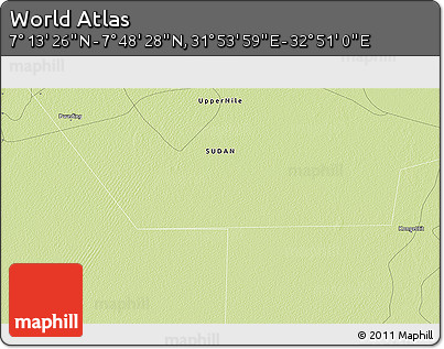 Physical 3D Map of the Area around 7° 30' 57" N, 32° 22' 30" E