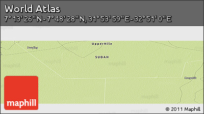 Physical Panoramic Map of the Area around 7° 30' 57" N, 32° 22' 30" E