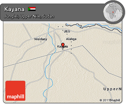 Shaded Relief 3D Map of Kayana
