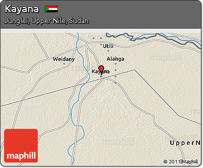 Shaded Relief 3D Map of Kayana