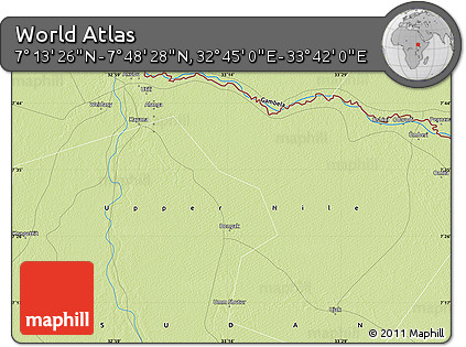 Physical Map of the Area around 7° 30' 57" N, 33° 13' 30" E