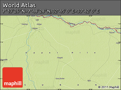 Physical Map of the Area around 7° 30' 57" N, 33° 13' 30" E