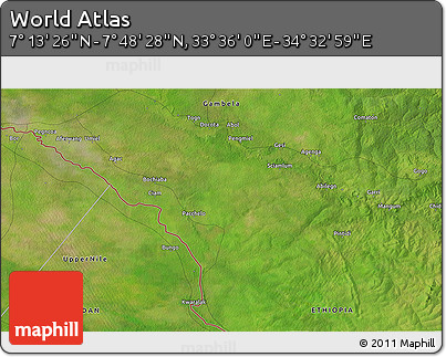 Satellite 3D Map of the Area around 7° 30' 57" N, 34° 4' 30" E