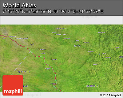 Satellite 3D Map of the Area around 7° 30' 57" N, 34° 4' 30" E