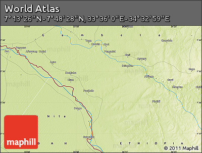 Physical Map of the Area around 7° 30' 57" N, 34° 4' 30" E