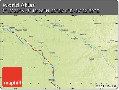 Physical Map of the Area around 7° 30' 57" N, 34° 4' 30" E