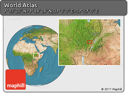 Satellite Location Map of the Area around 7° 30' 57" N, 37° 28' 30" E