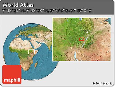 Satellite Location Map of the Area around 7° 30' 57" N, 37° 28' 30" E
