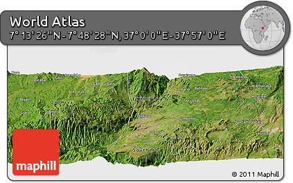 Satellite Panoramic Map of the Area around 7° 30' 57" N, 37° 28' 30" E