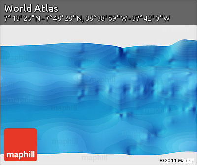 Political 3D Map of the Area around 7° 30' 57" N, 38° 10' 29" W