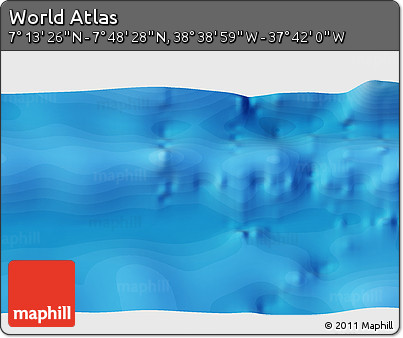 Political 3D Map of the Area around 7° 30' 57" N, 38° 10' 29" W