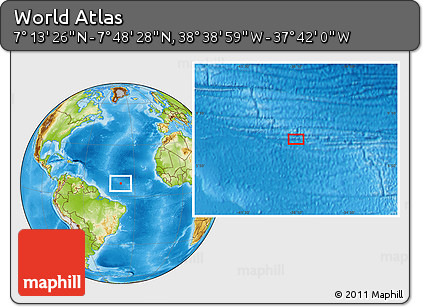 Physical Location Map of the Area around 7° 30' 57" N, 38° 10' 29" W