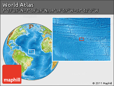 Physical Location Map of the Area around 7° 30' 57" N, 38° 10' 29" W